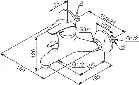 Смеситель Damixa Space 101000000 для ванны с душем