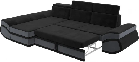 Диван угловой Лига-032 левый угол (Черный,Серый/Велюр) Лига Диванов арт.121648L