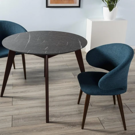 Стол R-Home Лунд круглый д.860 мрамор Графит Темный орех