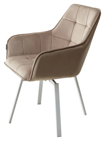 Стул M-City MAVERICK BLUVEL-40 BEIGE/ белый каркас, поворот.360 град.