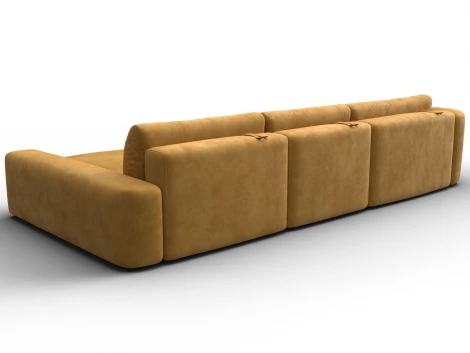 Диван угловой Лига-066 НПБ Лонг угол правый (ЛДСП,Фанера,Брус,Велюр/Желтый) Лига Диванов 131216