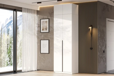 Шкаф с антресолью Арника (полка + штанга) ШК 5 (800), Белый