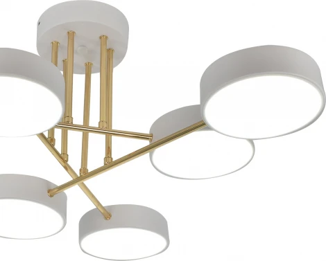 Потолочная люстра на штанге с таймером Escada Rune 10262/6LED 78Вт, с ПДУ, металл/акрил, белый/золото (220V)