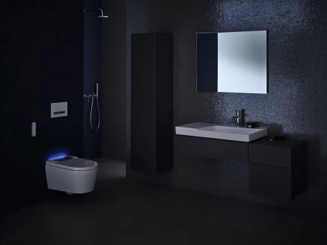 Унитаз подвесной Geberit AquaClean Sela 146.224.21.1 вставка глянцевый хром