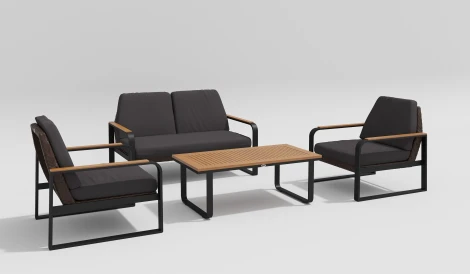 Лаунж зона Gardenini Bella (Алюминий,Ткань,Ротанг/Темно-серый,Антрацит,Коричневый) LBLL.010500.S2