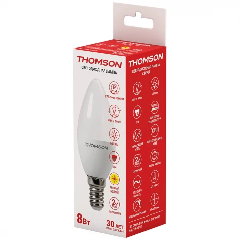 Лампочка светодиодная белая свеча E14 8W Thomson Candle TH-B2015