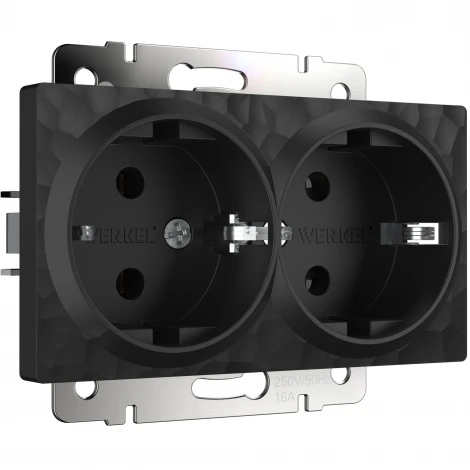 Розетка двойная с заземлением (hammer черный) Werkel W1272008 (a052050)