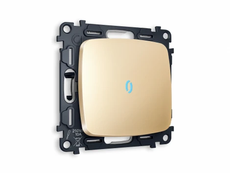 Комплект механизма Ambrella Volt 1-клавишного выключателя с подсветкой 10000K OMEGA MO602020 Шампань QUANT