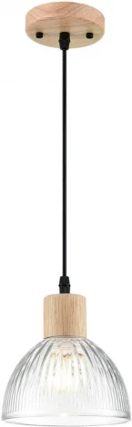 Подвесной светильник Lumion Natana 8055/1А дерево/прозрачный металл/стекло E27 1*60W 220V