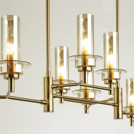Потолочная люстра на штанге Lumion Madonna 6554/8C бронза/коньячный/металл/стекло E14 8*40W 220V