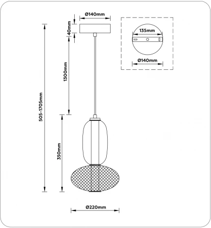 Подвесной светодиодный светильник Ambrella High Light LH11007 (220V, на проводе)