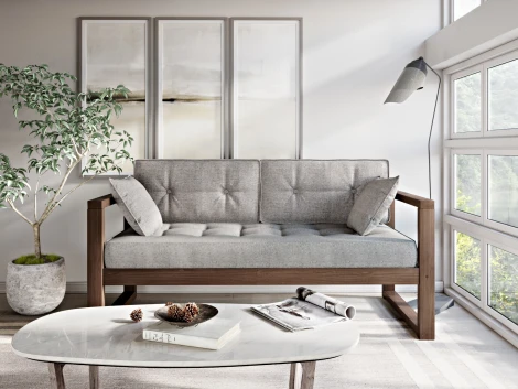 Диван Arsko Астер Мини орех серая рогожка