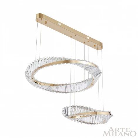 Подвесной светильник ярусный Arte Milano Venezia 318311/D600-D400 GD (регулировка яркости, LED, 220V, хрусталь, пульт управления, на тросе)