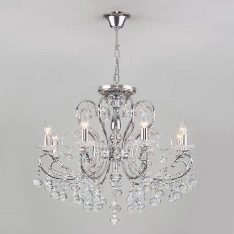 Подвесная люстра Eurosvet Collana 10096/8 хром/прозрачный хрусталь Strotskis