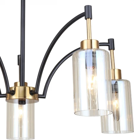 Потолочная люстра на штанге Escada Lyrics 1166/5P 5x40Вт E14, металл/стекло, бронза/черный, прозрачный плафон (220V)