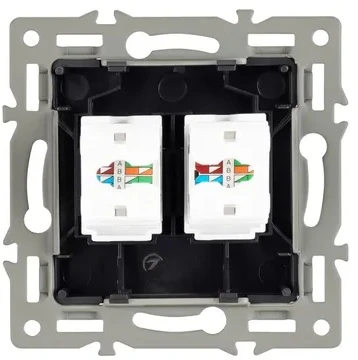 Механизм компьютерной розетки двойной SCT-MPC2-PL-BK (RJ-45, CAT6) (Arlight) 045337