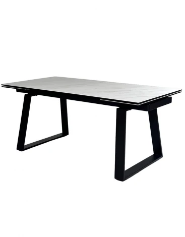 Стол VASTO 200 MARBLES KL-99 Белый мрамор матовый, итальянская керамика/ черный каркас М-City