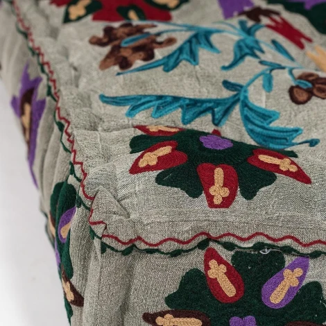 Модуль мягкий угловой Secret De Maison SOL (mod. 10234) серый с цветами (cotton velvet)