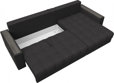 Диван угловой с декором и полкой Лига-050 НПБ Лига Диванов (Замша) арт.128614