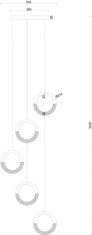 Подвесная люстра каскадная Arte Lamp Montana A7777SP-5GO (LED, 220V, на проводе)