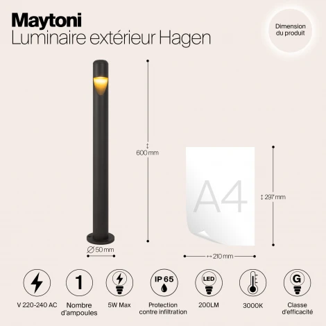 Наземный светильник Maytoni Hagen O423FL-L5GF (LED, 220V, IP65)