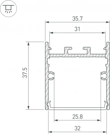 Профиль SL-LINE-3638-LW-3000 ANOD BLACK (Arlight, Алюминий) 043974