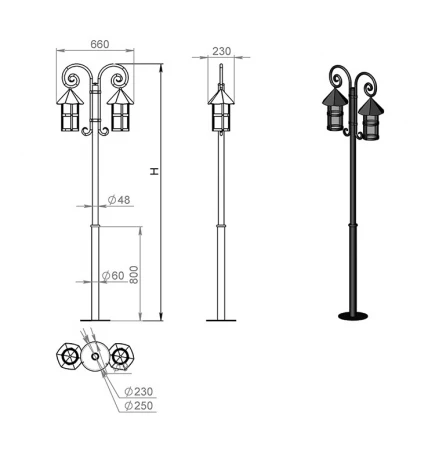 Наземный фонарь Русские фонари Valerie 150-62/bg-01 (220V, ковка)