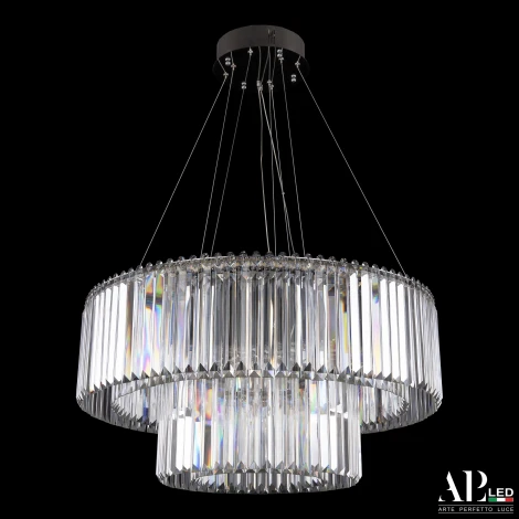 Подвесная люстра светодиодная APL LED Sicilia SH09.73.2D.A.Ni.4000 (220V, хрусталь, на тросе, круглые)