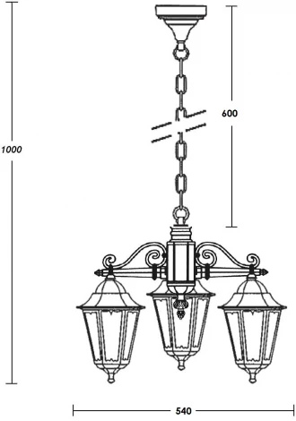 Уличный светильник подвесной Oasis Light PETERSBURG M 79870M/3 Gb (220V, на цепи, фонарь, IP44)