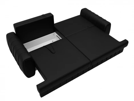 Диван прямой Лига-057 НПБ (ЛДСП,Брус,Фанера/Пластик/Экокожа/Черный) Лига Диванов 130026