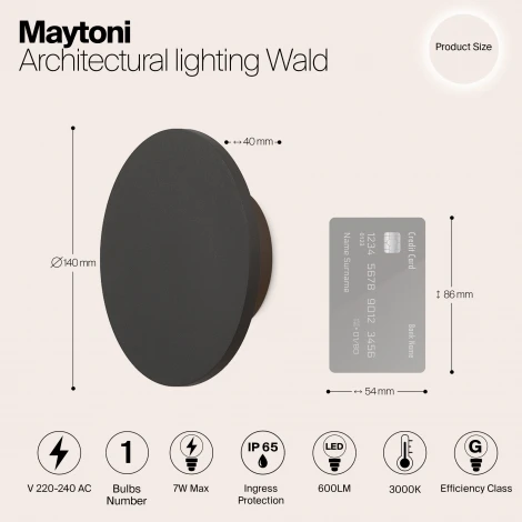 Настенный светильник уличный Maytoni Wald O420WL-L7GF (LED, 220V, круглые, IP65)