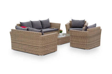Лаунж-зона из искусственного ротанга, цвет соломенный 4SIS Капучино Дабл KDS3S2CT-5-SET