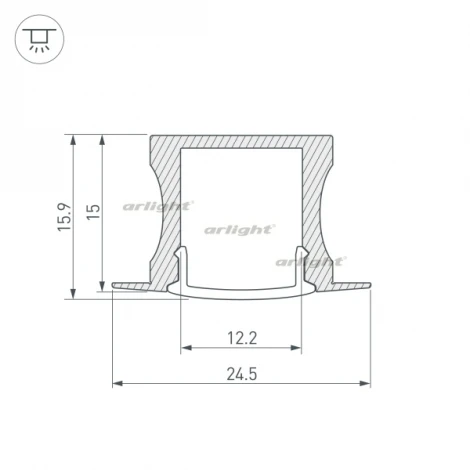 Профиль с экраном ALU-SLIM-H15-F-2000 ANOD+FROST (Алюминий) 018243 Arlight