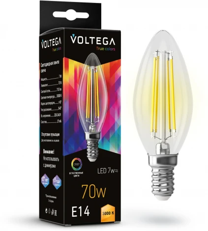 Светодиодная лампа 7W 3000K E14 CRI97 Voltega Cangle E14 7W High CRI 7216