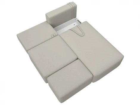 Диван угловой модульный с пуфом Лига-060 НПБ угол универсальный (ЛДСП,Брус,Фанера/Пластик/Рогожка/Бежевый) Лига Диванов 129698