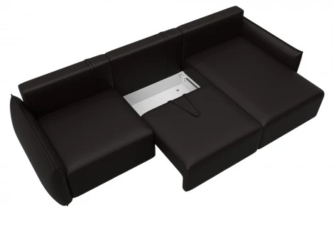 Диван угловой Лига-051 НПБ Лонг угол универсальный (ЛДСП,Брус,Фанера/Пластик/Экокожа/Коричневый) Лига Диванов 129891