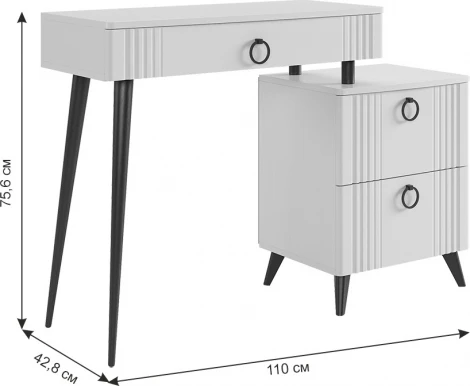 Ева Туалетный столик (без зеркала) Mebelson (ЛДСП,МДФ,ПВХ,Пластик/Светлое дерево,Белый) арт.TS-01.3101