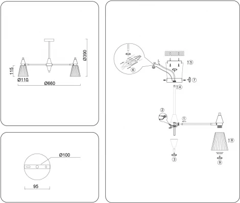 Потолочная люстра на штанге Ambrella HIGH LIGHT LH58114 (220V)