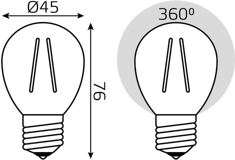 Лампочка светодиодная филаментная Gauss Filament Elementary 52218 Шар 8W 510lm 2700К Е27 LED