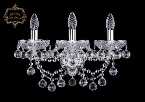 Бра Art Classic 10.26 10.26.3.165.XL.Cr.B (220V, хрусталь, подвески, подсвечник, свеча)