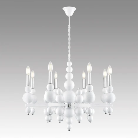 Подвесная люстра Lumion Nana 8260/8 белый/хром, металл E14 8*40W 220V (на цепи, свеча)