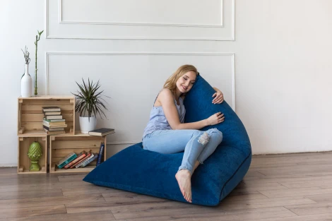 Кресло Dreambag Пирамида Синий Микровельвет (Классический) 3512801