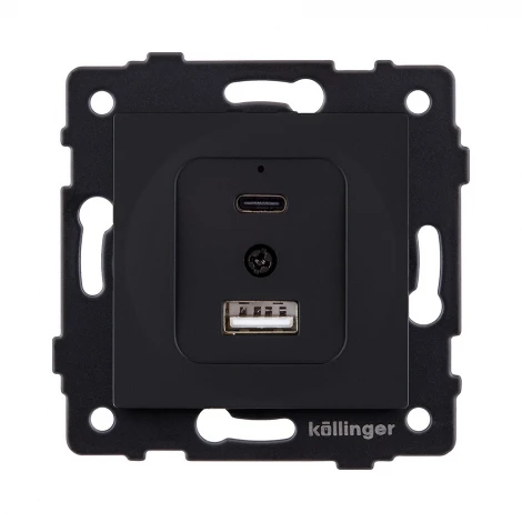 Розетка USB A+C 20W черный матовый Kollinger REA-037BM для Aspekt, Eleganz, Reflex