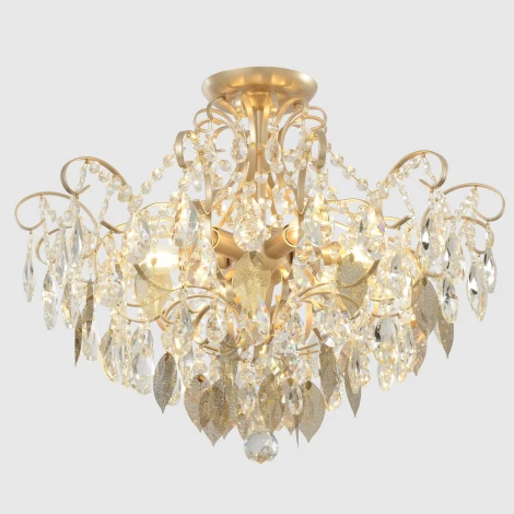 Потолочная люстра на штанге Crystal Lux ESMIRALDA PL6 GOLD (220V, подвески, листья)