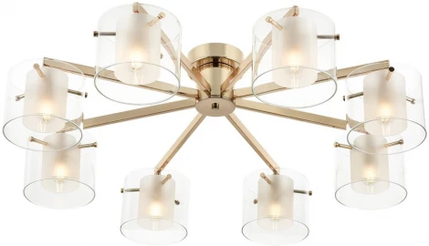 Потолочная люстра на штанге Lumion Verdi 6587/8C золото/прозрачный, металл/стекло E14 8*40W 220V (круглые)