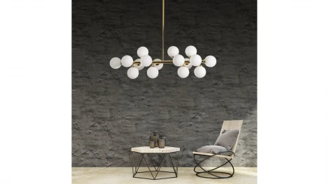 Потолочная люстра на штанге Lumina Deco Marsiada LDP 6033-16 GD (220V, шарики, молекулы)