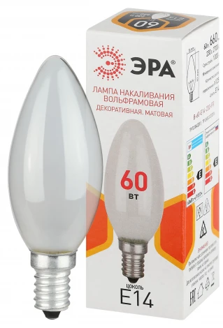 Лампочка накаливания E14 60W ЭРА B-60-E14-230-FR