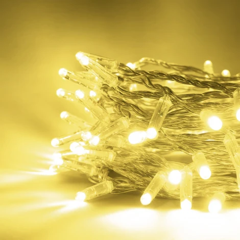 Гирлянда Нить с колпачком 10м шампань 220В, 100 LED, провод прозрачный ПВХ, IP65 Laitcom PST100CAP-10-2CH