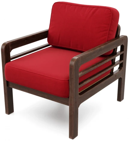 Кресло Arsko Бергер орех велюр красный