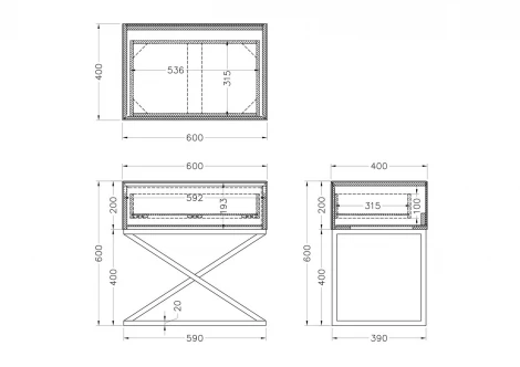 KFG090 Тумба с матовой зерк.отделкой каркас металл. 60*40*60см Garda Decor
